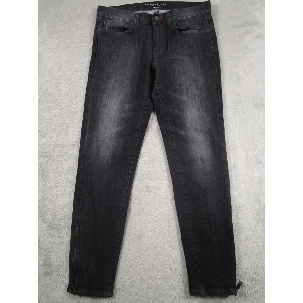Ralph Lauren Jeans Womens 29 Black‎ Ankle Zipper 400 Black Label Italy